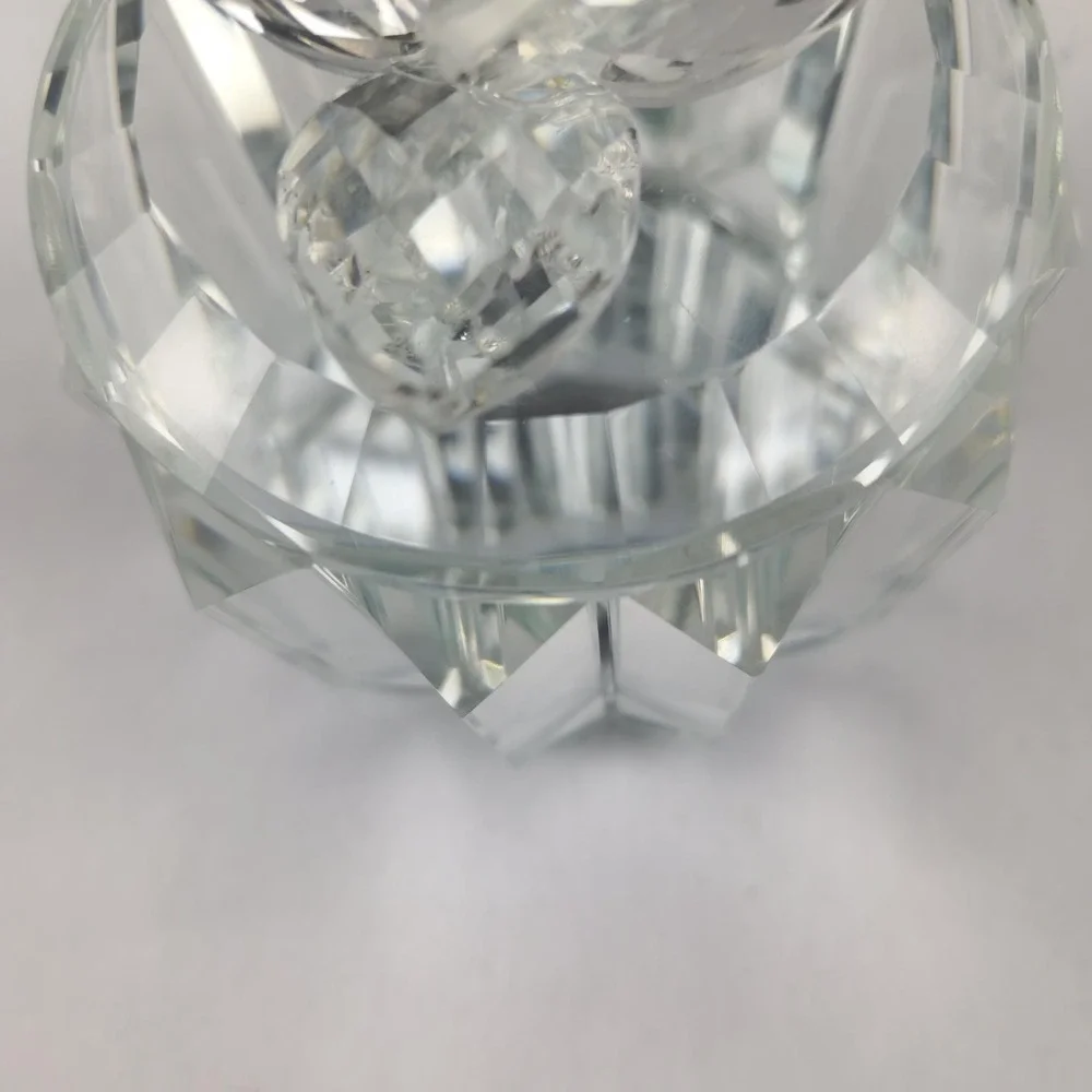 Faceted Crystal Glass Panel Trinket Jar with Lid‎ Prismatic Vanity Decor